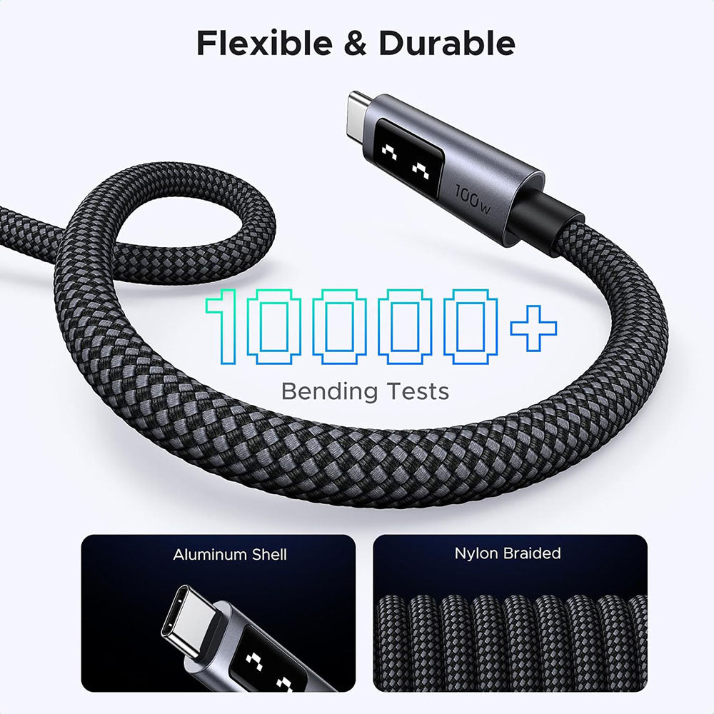 Câble de Données et de Charge USB-C - USB-C UGREEN L509, 100W, 1m, Gris