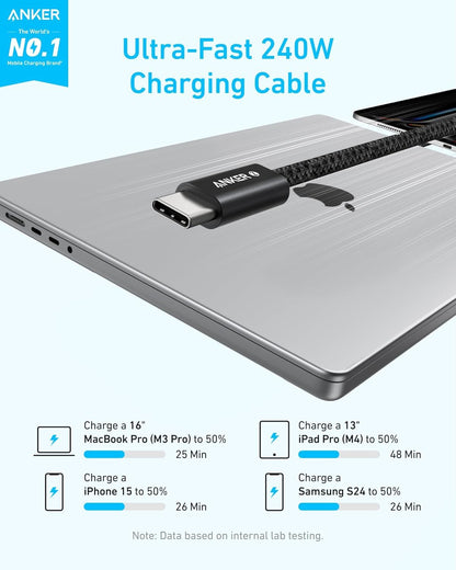 USB-C Data and Charging Cable - USB-C Anker Zolo, 240W, 1.8m, Black A8060H12