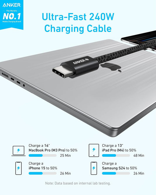 Cavo Dati e Ricarica USB-C - USB-C Anker Zolo, 240W, 1.8m, Nero A8060H12