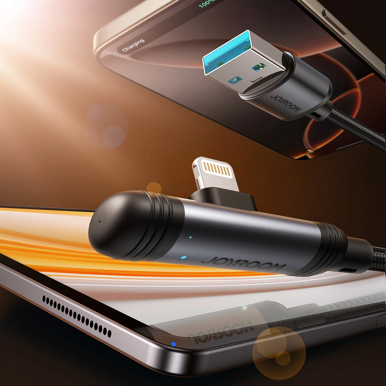 Câble de Données et de Charge USB-A - USB-C Joyroom S-A56 EnjoyX Angled, 20W, 1.2m, Noir