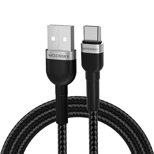 USB-A to USB-C Data and Charging Cable WZK WNBAC1, 20W, 1m, Black