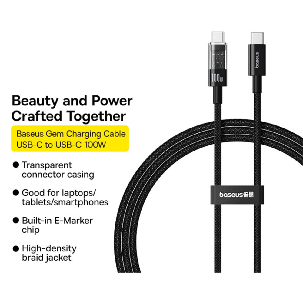 USB-C Daten- und Ladekabel - USB-C Baseus Gem, 100W, 1m, Schwarz P10373000111-00