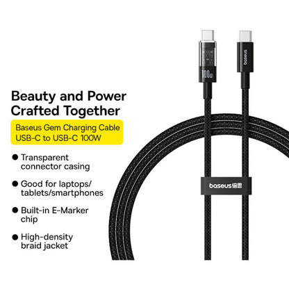 USB-C Daten- und Ladekabel - USB-C Baseus Gem, 100W, 1m, Schwarz P10373000111-00
