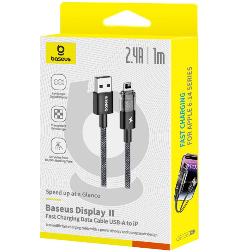 Câble de Données et de Charge USB-A - Lightning Baseus Display 2, 18W, 1m, Noir P10382700121-00