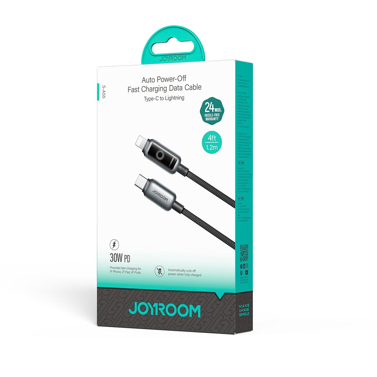 Cavo Dati e Ricarica USB-C - Lightning Joyroom S-A55 StarFlight Display, 30W, 1.2m, Nero