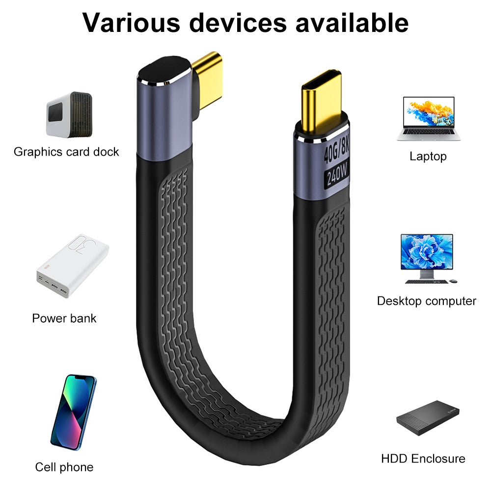 Cavo Dati e Ricarica USB-C - USB-C OEM Angled 8K Video Version 2, 240W, 0.15m, Nero