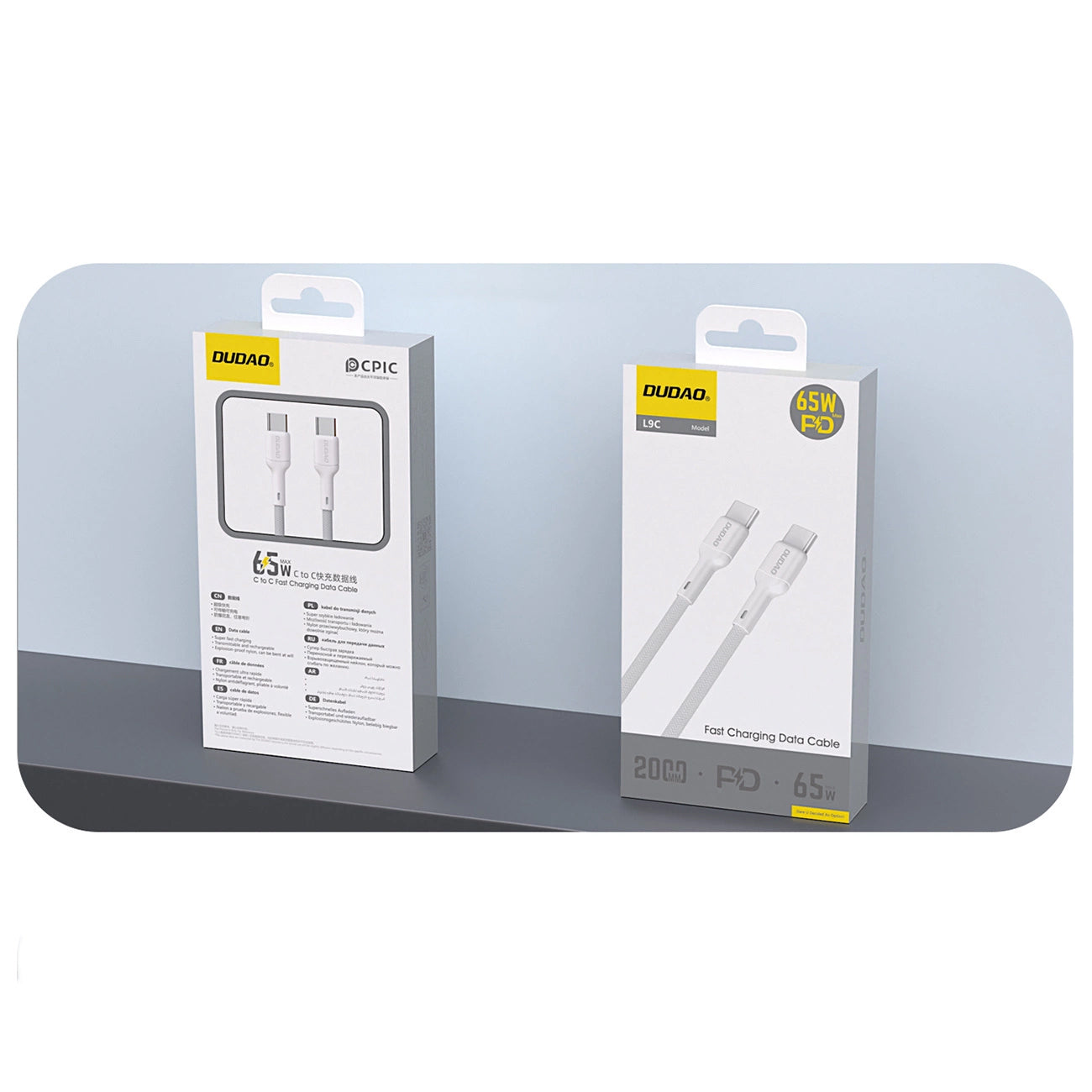 Daten- und Ladekabel USB-C - USB-C Dudao L9C, 65W, 1m, Weiß