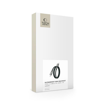 Cavo Dati e Ricarica USB-C - USB-C Tech-Protect Ultraboost DNA MagTwist, 100W, 1m, Grigio