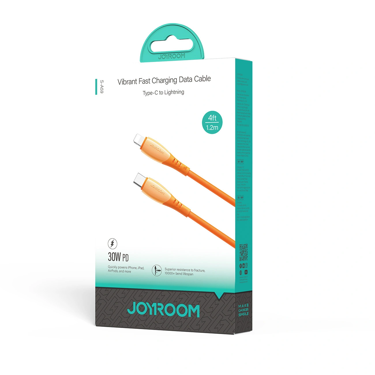 Daten- und Ladekabel USB-C - Lightning Joyroom S-A59 Vibrant, 30W, 1.2m, Orange
