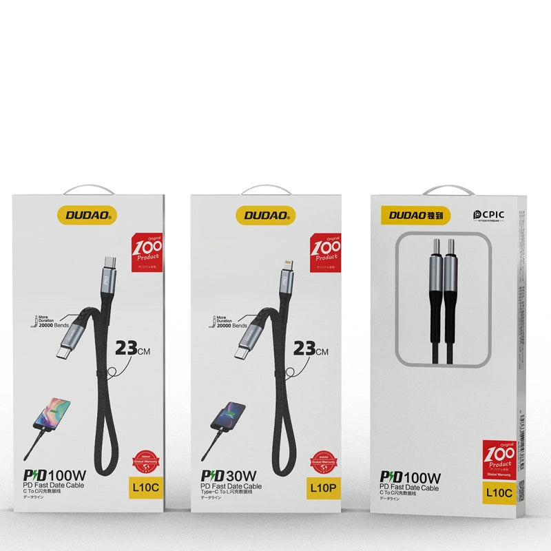 Cavo Dati e Ricarica USB-C - USB-C Dudao L10C, 100W, 0.23m, Nero