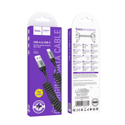 Daten- und Ladekabel USB-A - USB-C HOCO X121, 18W, 1.5m, Schwarz