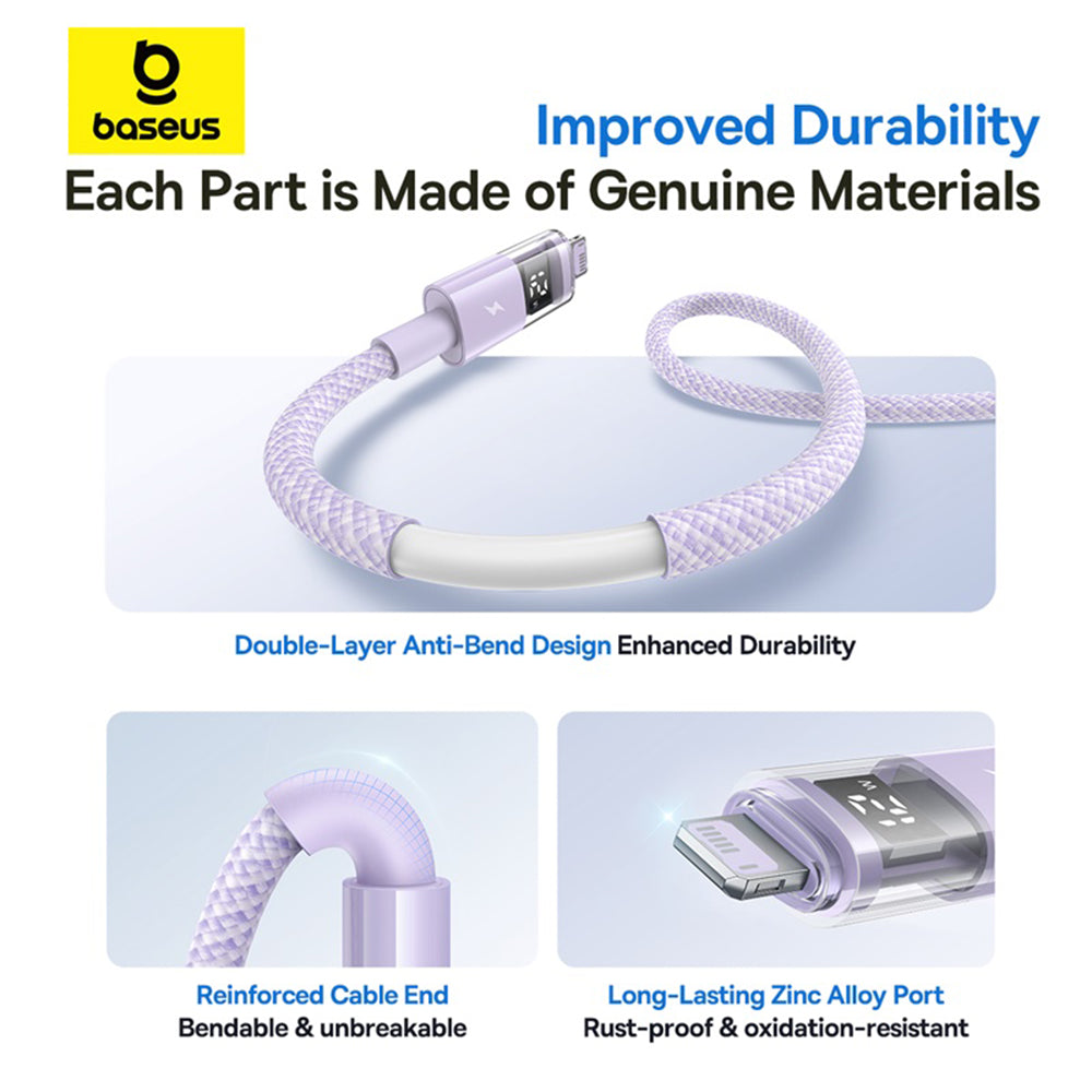 Cavo Dati e Ricarica USB-A - Lightning Baseus Display 2, 12W, 2m, Viola P10382700511-01