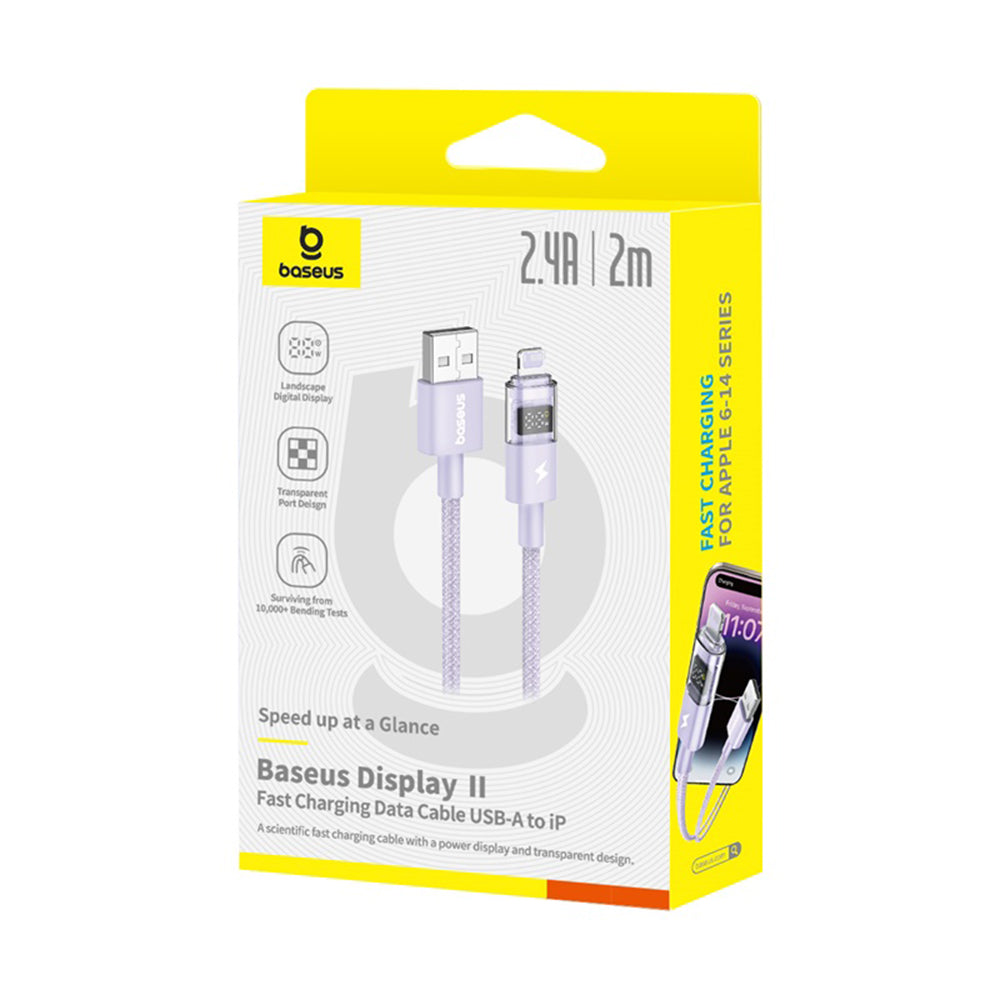 Cavo Dati e Ricarica USB-A - Lightning Baseus Display 2, 12W, 2m, Viola P10382700511-01