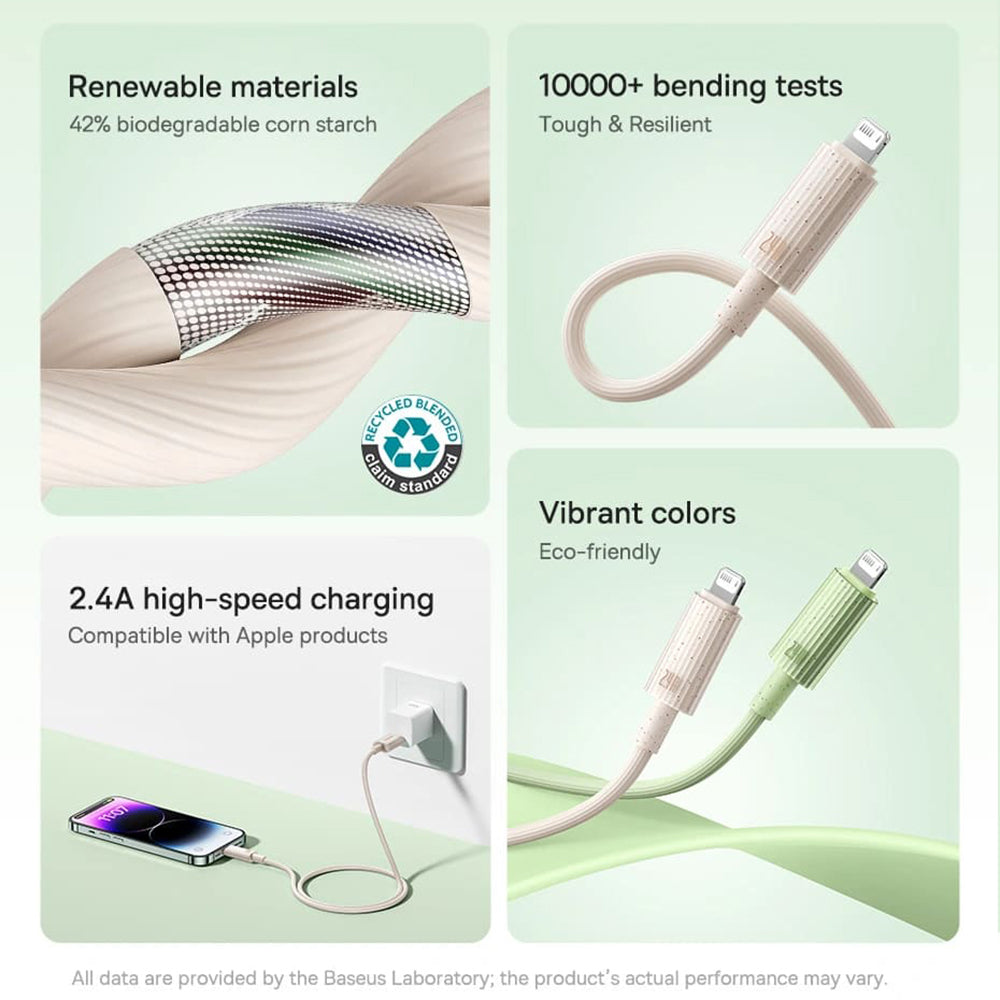 Cavo Dati e Ricarica USB-A - Lightning Baseus Habitat, 18W, 2m, Verde P10360200631-01