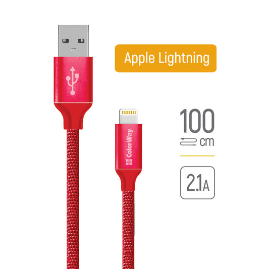 Cavo Dati e Ricarica USB-A - Lightning ColorWay CW-CBUL004, 18W, 1m, Rosso