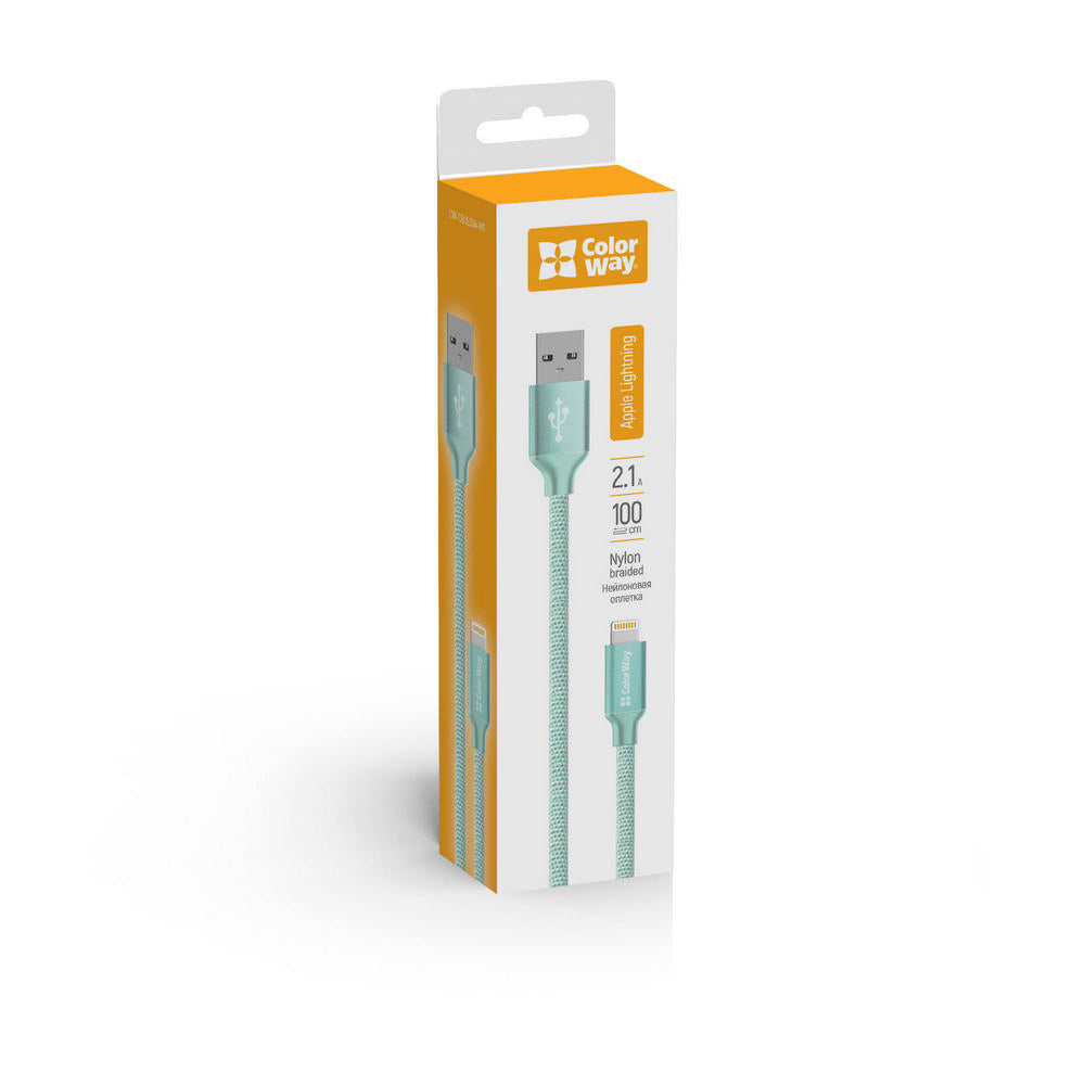 Câble de Données et de Charge USB-A - Lightning ColorWay CW-CBUL004, 18W, 1m, Vert