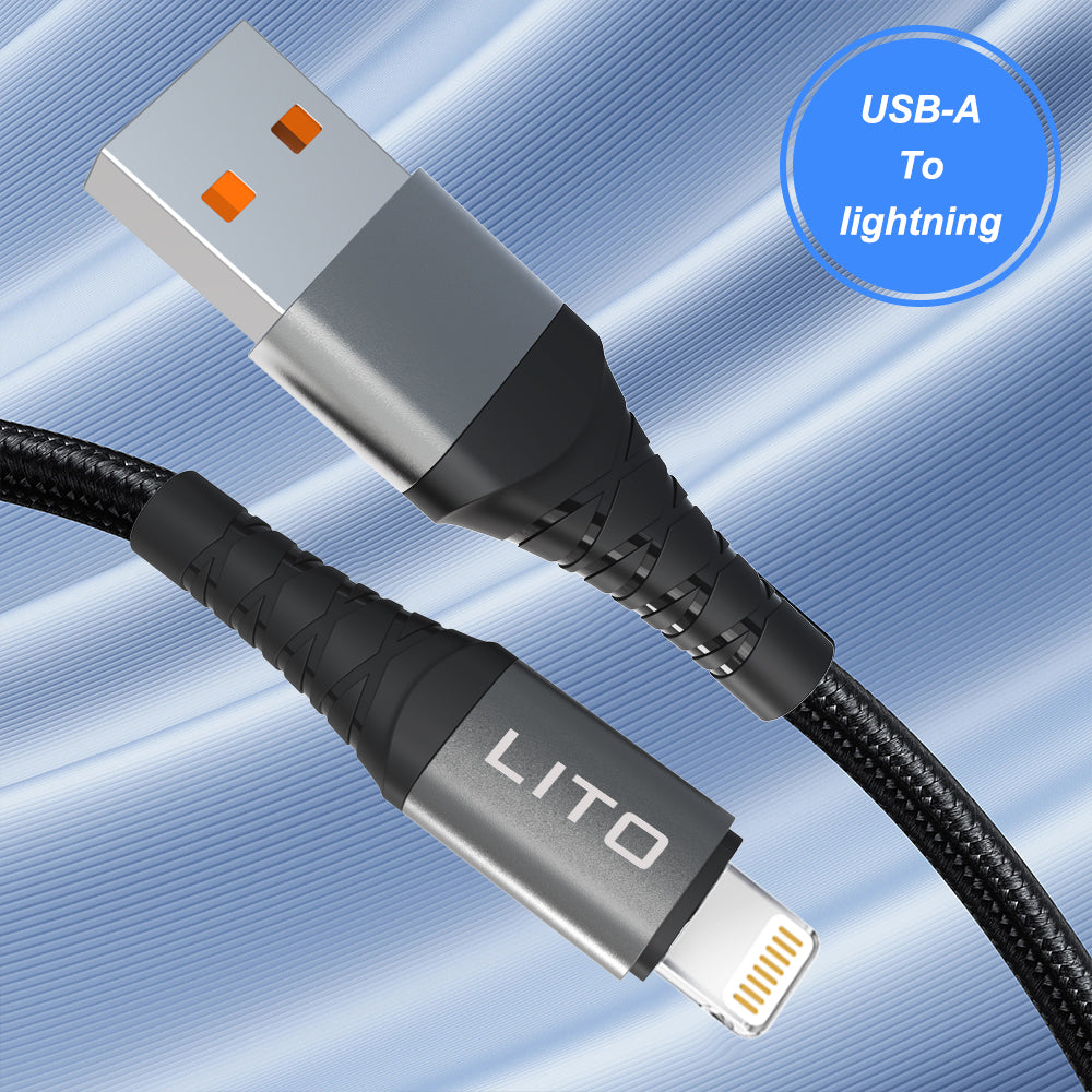 Câble de Données et de Charge USB-A - Lightning Lito LD08L, 18W, 1m, Noir