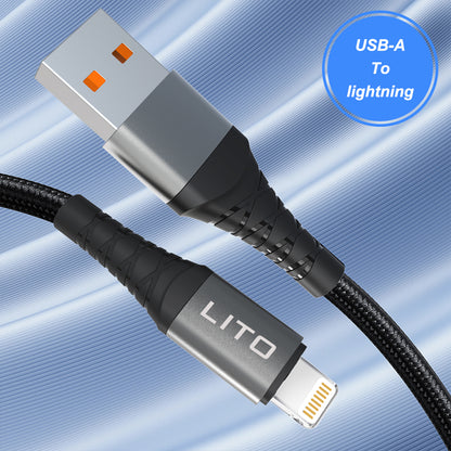 Daten- und Ladekabel USB-A - Lightning Lito LD22L, 18W, 2m, Schwarz