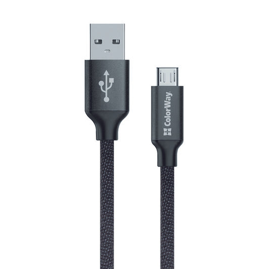 Cavo Dati e Ricarica USB-A - microUSB ColorWay CW-CBUM002, 18W, 1m, Nero