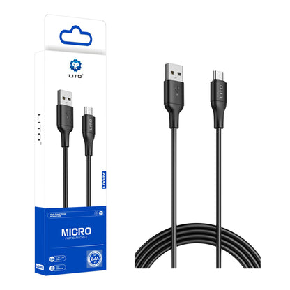Câble de Données et de Charge USB-A - microUSB Lito LD06V, 18W, 1m, Noir