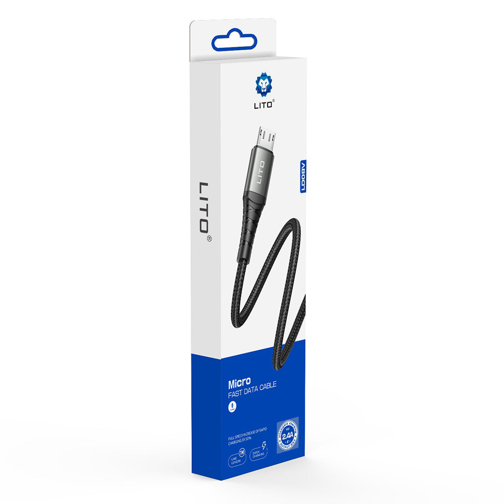 Daten- und Ladekabel USB-A - microUSB Lito LD08V, 18W, 1m, Schwarz