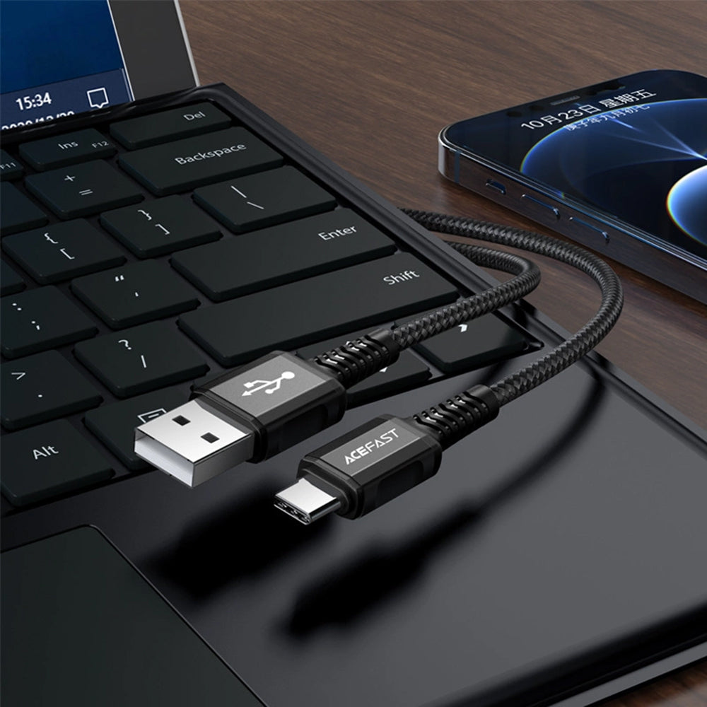 Câble de Données et de Charge USB-A - USB-C Acefast C1-04, 18W, 1.2m, Noir