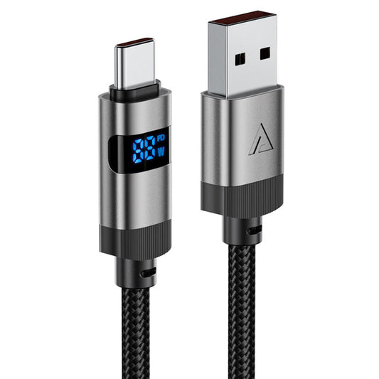 Cavo Dati e Ricarica USB-A - USB-C Acefast C15-04 Display, 66W, 1.2m, Nero