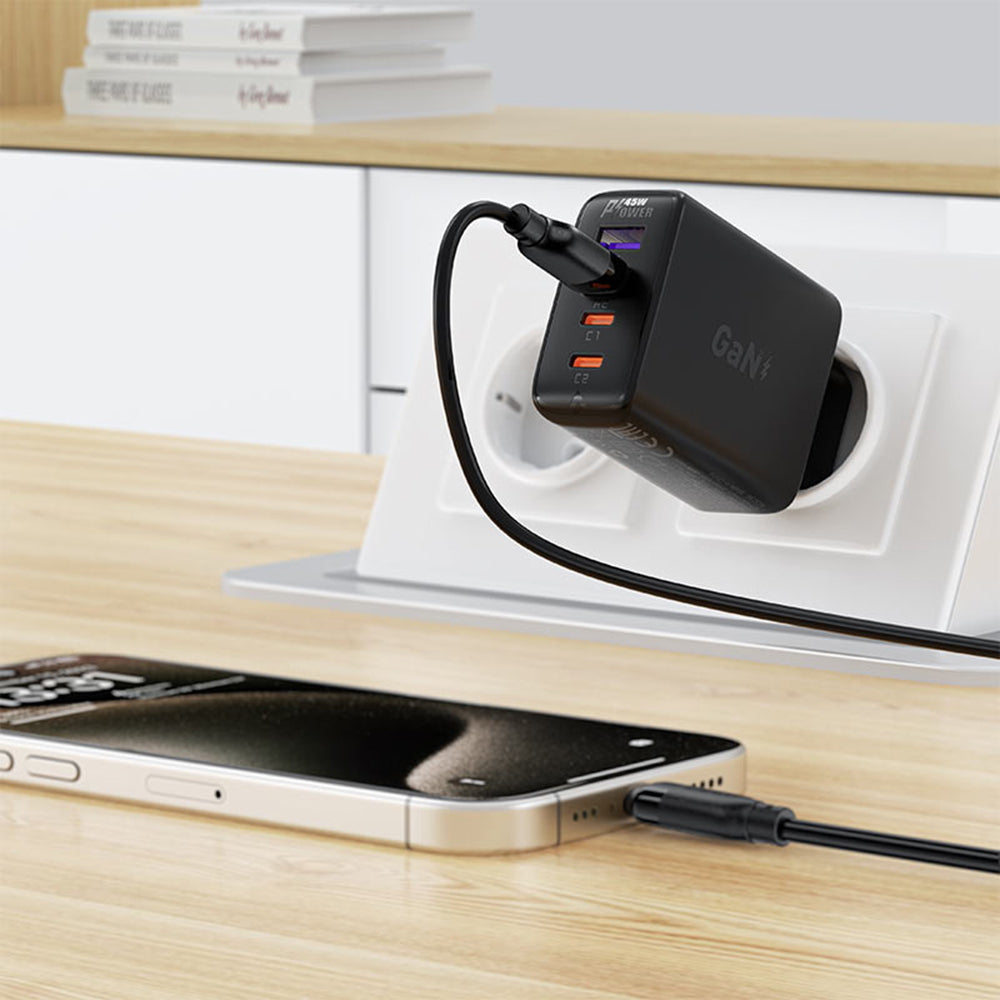 Câble de Données et de Charge USB-A - USB-C Acefast C16-04, 18W, 1.2m, Noir