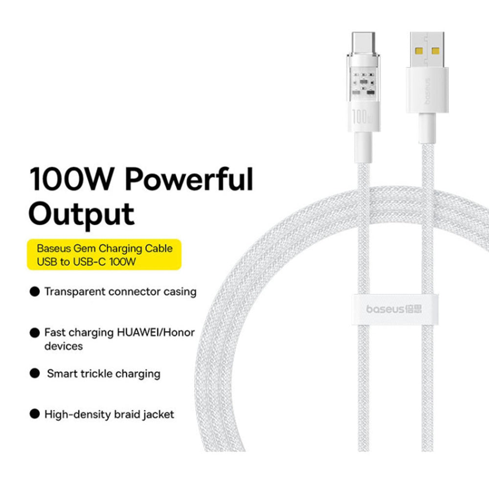 Daten- und Ladekabel USB-A - USB-C Baseus Gem, 100W, 1m, Weiß P10373002211-00