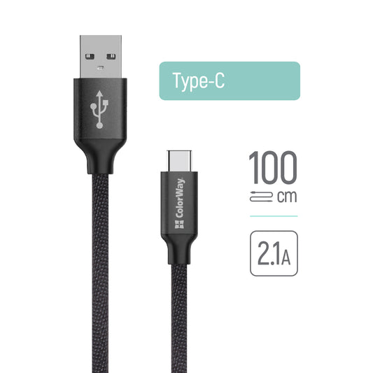 Cavo Dati e Ricarica USB-A - USB-C ColorWay CW-CBUC003, 18W, 1m, Nero