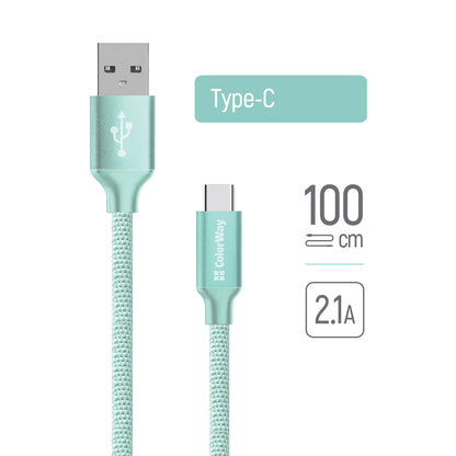 Cavo Dati e Ricarica USB-A - USB-C ColorWay CW-CBUC003, 18W, 1m, Verde