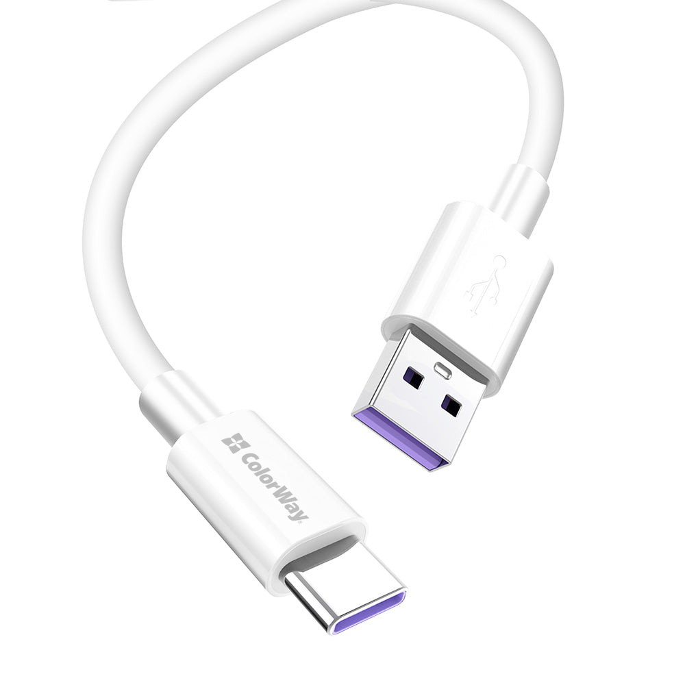 Câble de Données et de Charge USB-A - USB-C ColorWay CW-CBUC019, 18W, 1m, Blanc