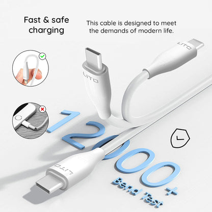 Câble de Données et de Charge USB-A - USB-C Lito LD03T, 18W, 1m, Blanc