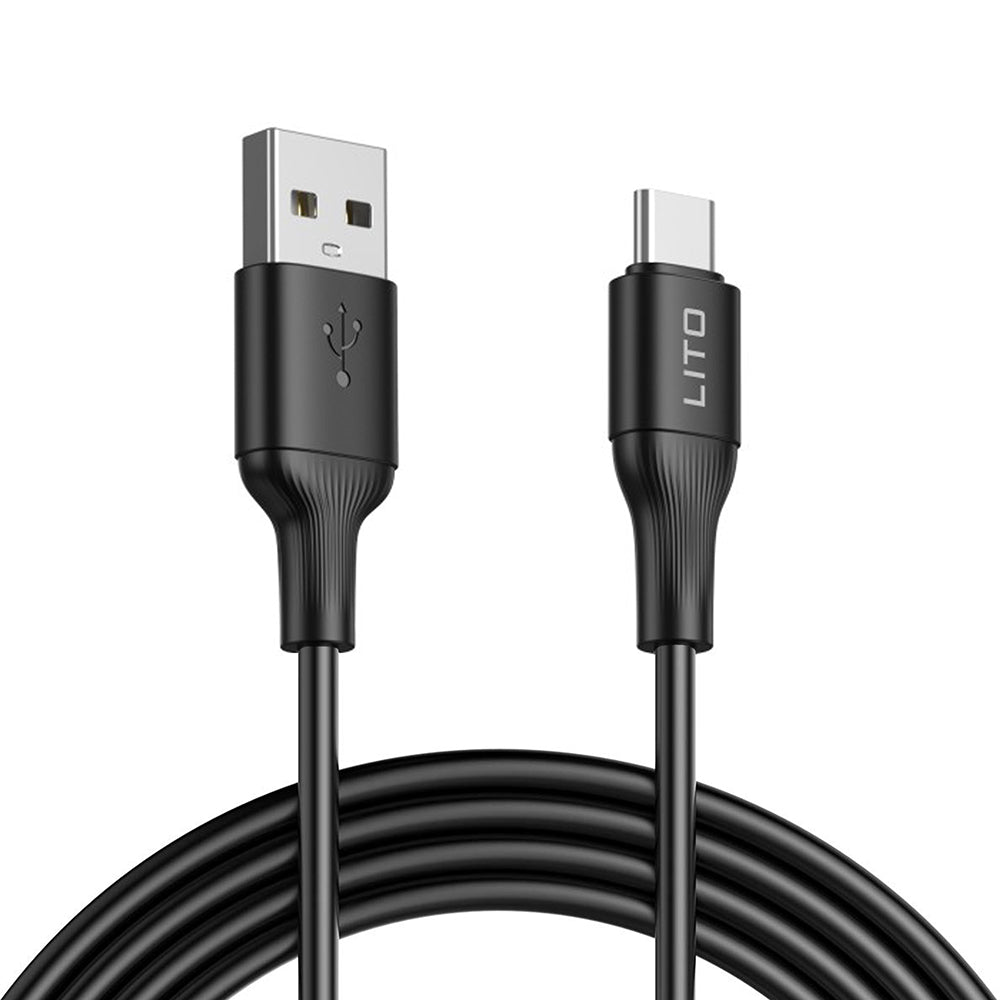 Câble de Données et de Charge USB-A - USB-C Lito LD06T, 18W, 1m, Noir