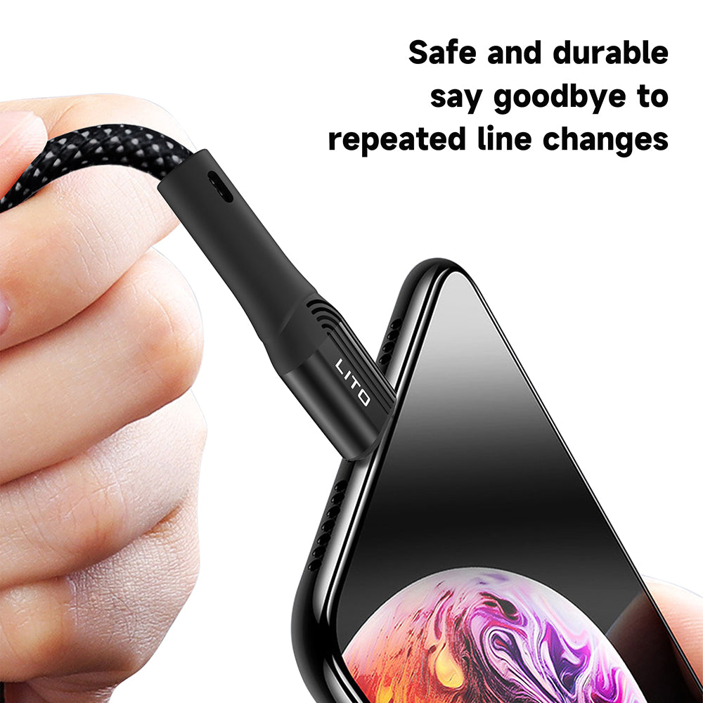 Daten- und Ladekabel USB-A - USB-C Lito LD14, 60W, 1m, Schwarz