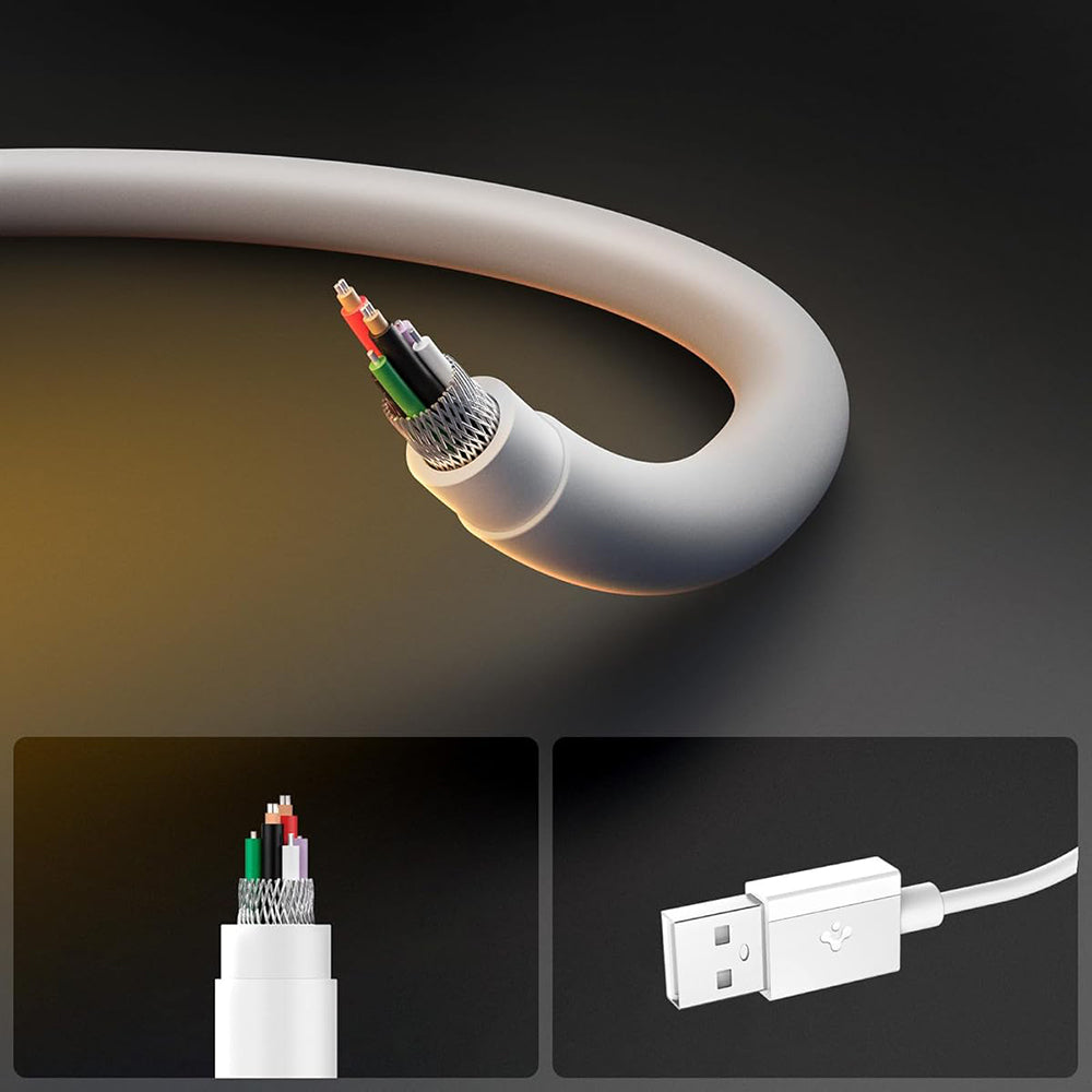 Câble de données et de charge USB-A - USB-C Spigen EB6015AC, 60W, 1,5m, Blanc ACA10413