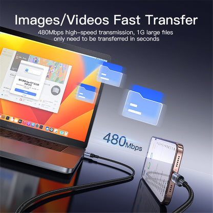 Câble de Données et de Charge USB-A - USB-C Yesido CA130C, 18W, 2m, Noir