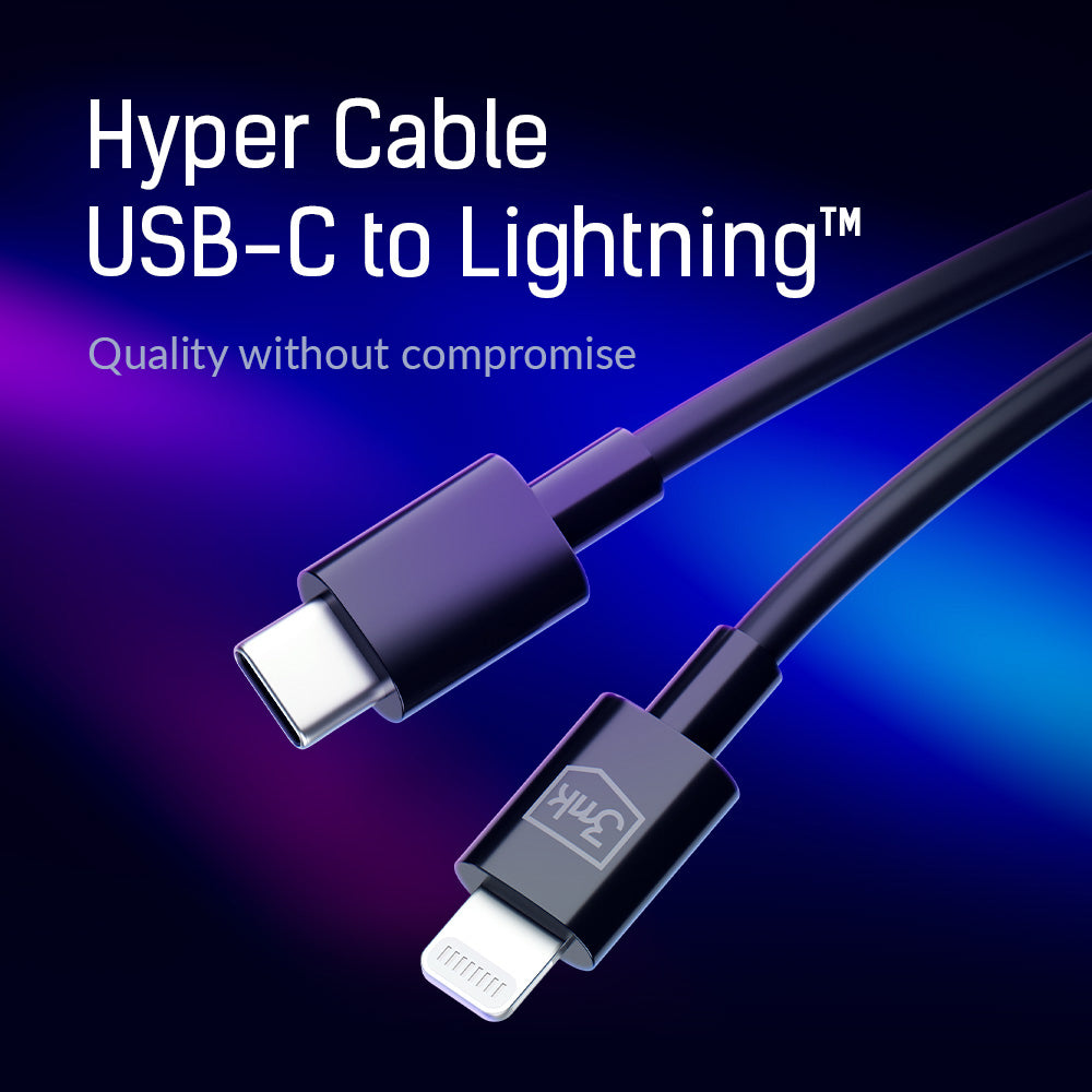 Cavo Dati e Ricarica USB-C - Lightning 3MK Hyper, 20W, 1,2m, Bianco