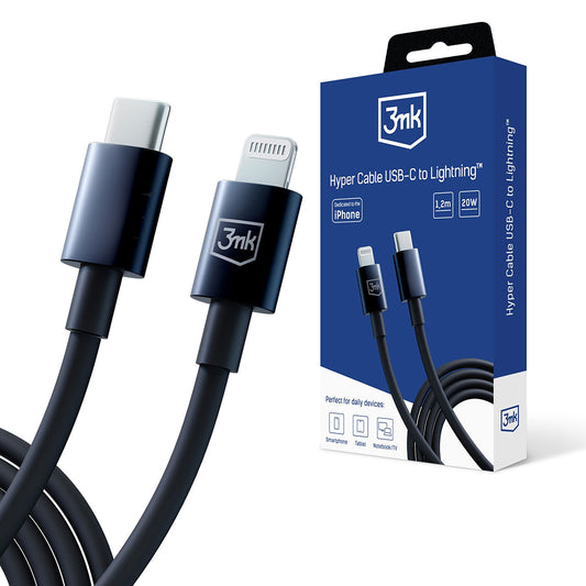 Cavo Dati e Ricarica USB-C - Lightning 3MK Hyper, 20W, 1.2m, Nero
