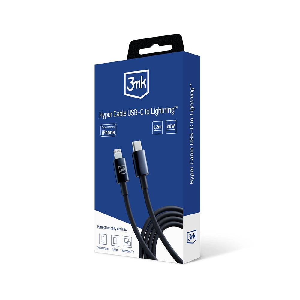 Cavo Dati e Ricarica USB-C - Lightning 3MK Hyper, 20W, 1.2m, Nero