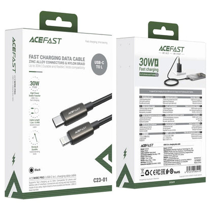 Cavo Dati e Ricarica USB-C - Lightning Acefast C23-01, 30W, 1.2m, Nero