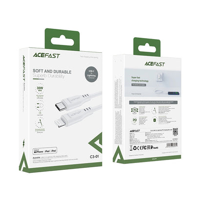 USB-C - Lightning Daten- und Ladekabel Acefast C3-01, 30W, 1.2m, Weiß