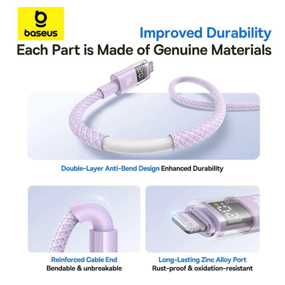 Cavo Dati e Ricarica USB-C - Lightning Baseus Display 2, 20W, 2m, Viola P10382703511-01