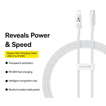 Cavo Dati e Ricarica USB-C - Lightning Baseus Gem, 20W, 2m, Bianco P10373001211-01