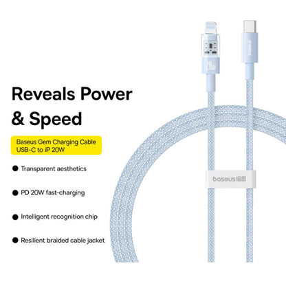 USB-C to Lightning Baseus Gem Data and Charging Cable, 20W, 2m, Blue P10373001311-01