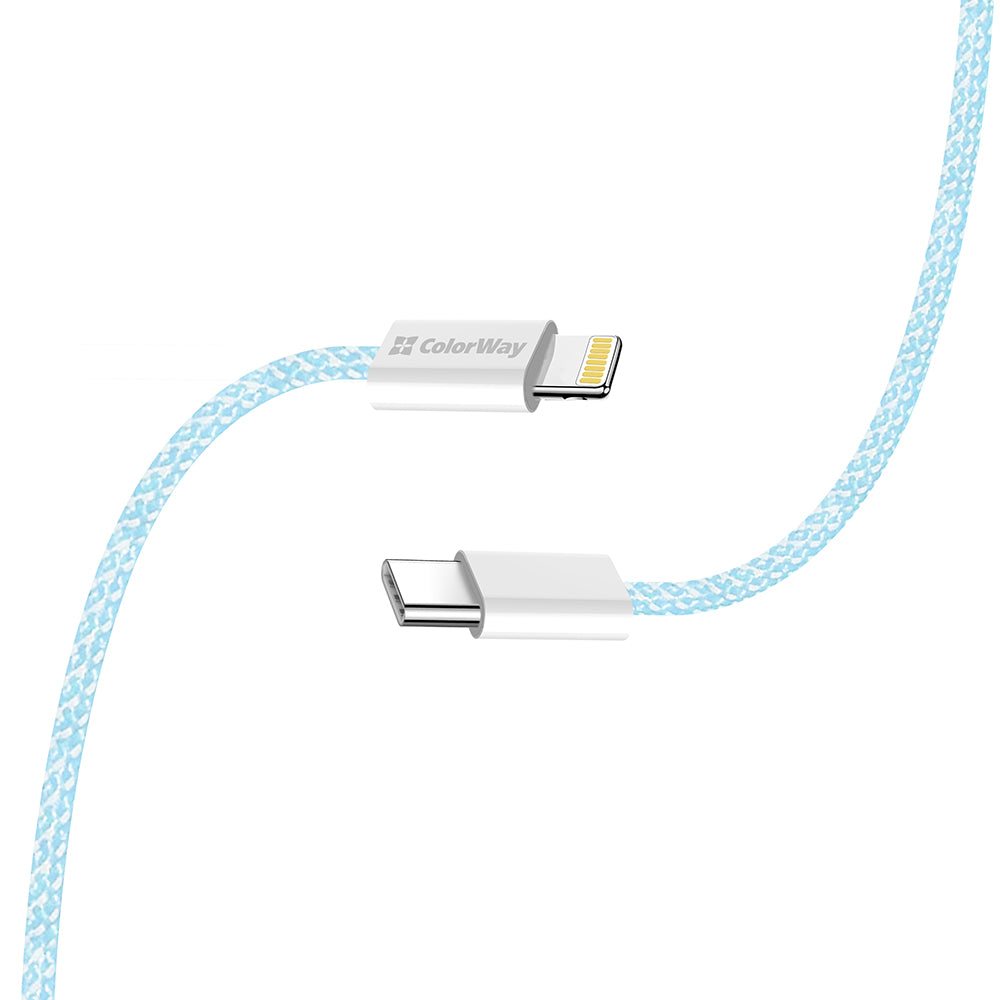 USB-C - Lightning Daten- und Ladekabel ColorWay CW-CBPDCL061, 27W, 1m, Blau