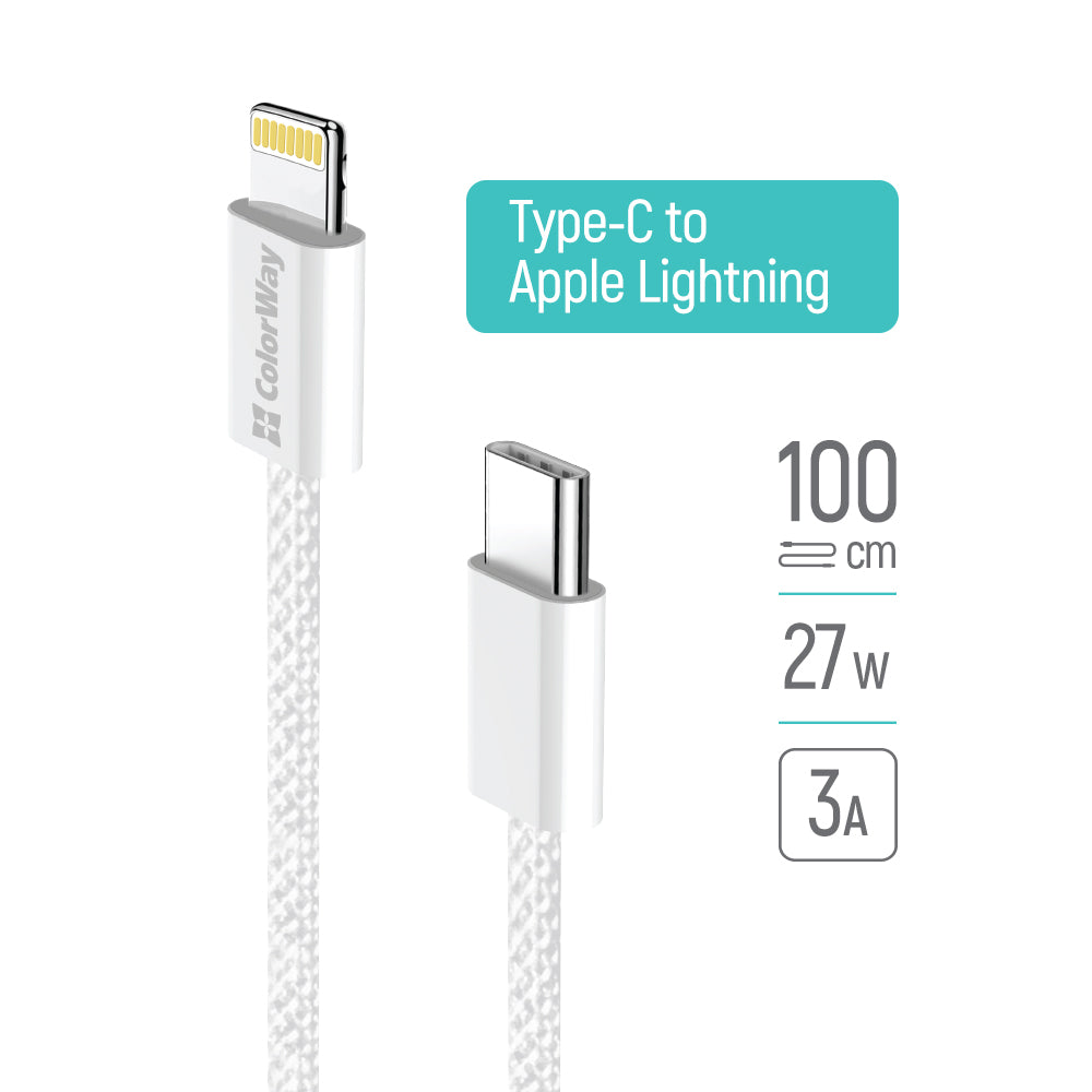 Cavo Dati e Ricarica USB-C - Lightning ColorWay CW-CBPDCL061, 27W, 1m, Grigio