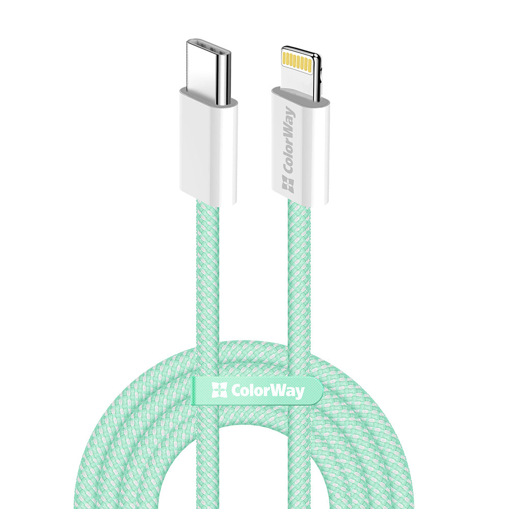 Cavo Dati e Ricarica USB-C - Lightning ColorWay CW-CBPDCL061, 27W, 1m, Verde