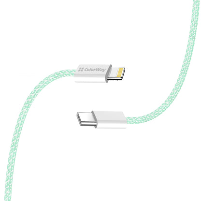 Cavo Dati e Ricarica USB-C - Lightning ColorWay CW-CBPDCL061, 27W, 1m, Verde