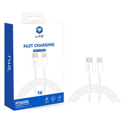 Câble de Données et de Charge USB-C - Lightning Lito LD04CL, 27W, 1m, Blanc